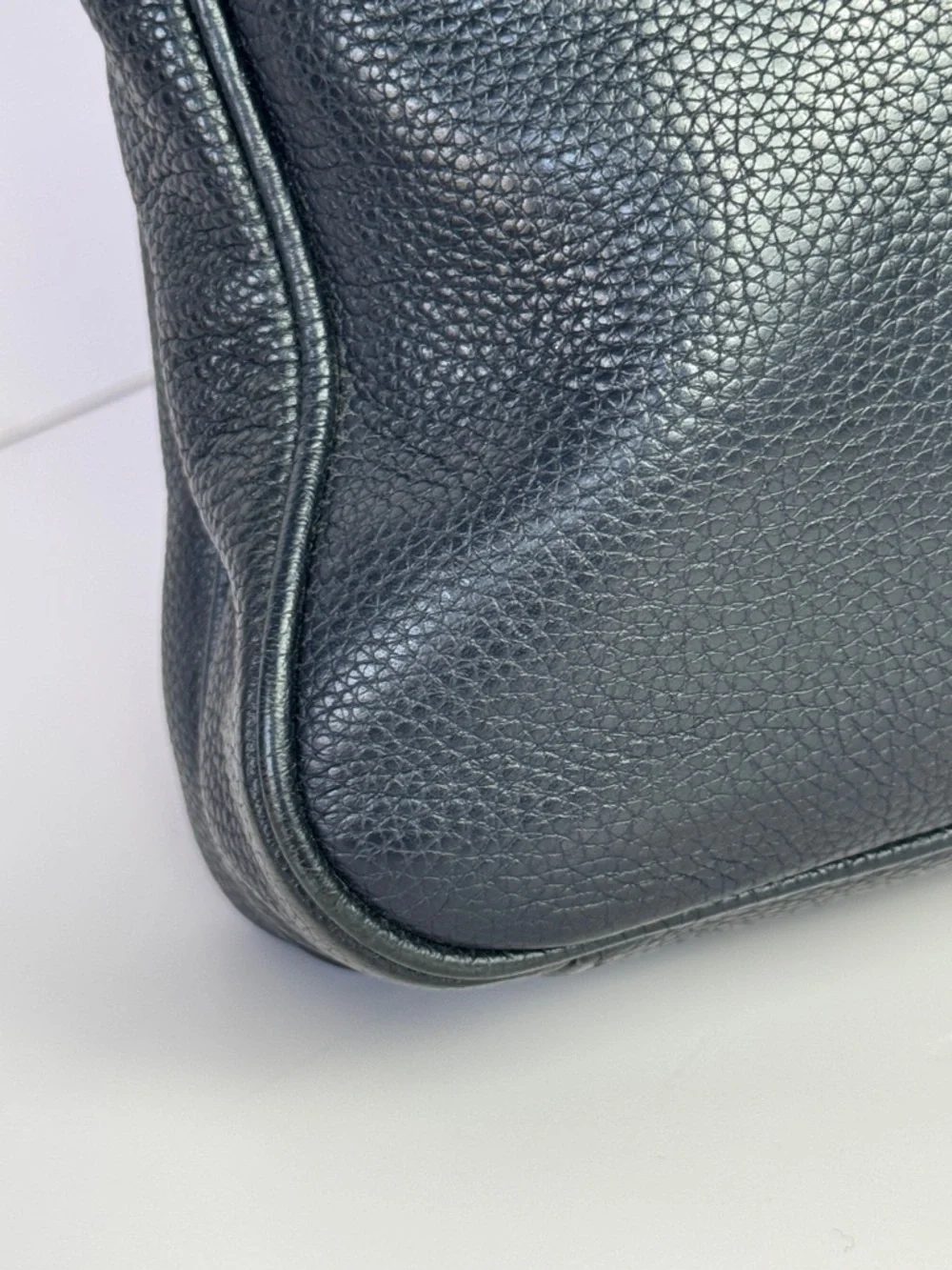 Prada Navy Blue Pebbled Leather Messenger Bag with Branded Strap - Picture 8 of 16